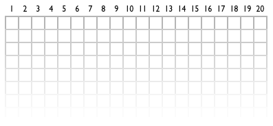An example of checkered graph paper with each column numbered